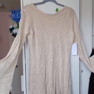 Crochet Shift Dress in Birch White XXL